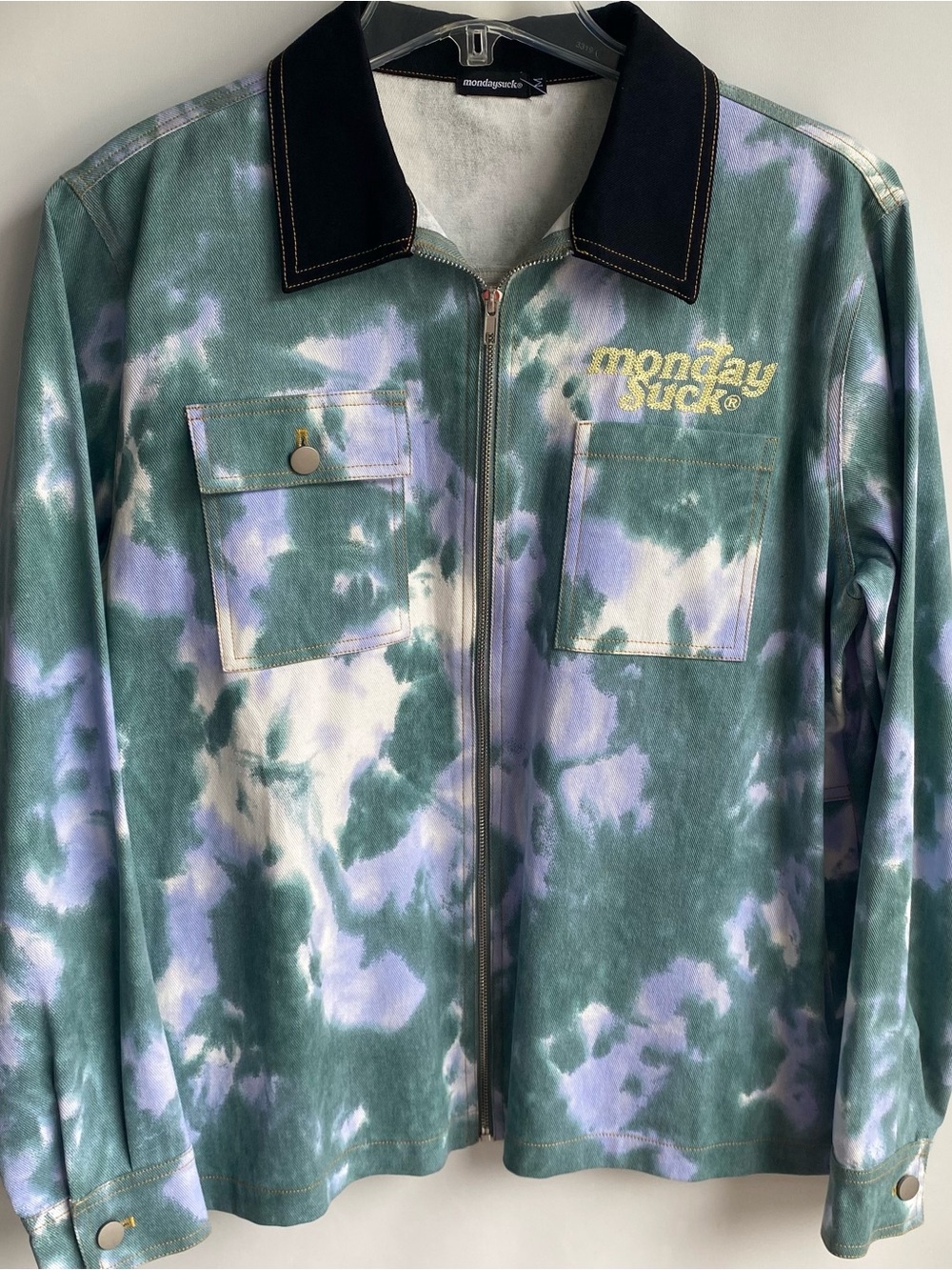 Mens Monday Suck tie dye cotton canvas shacket jacket retro skater street M